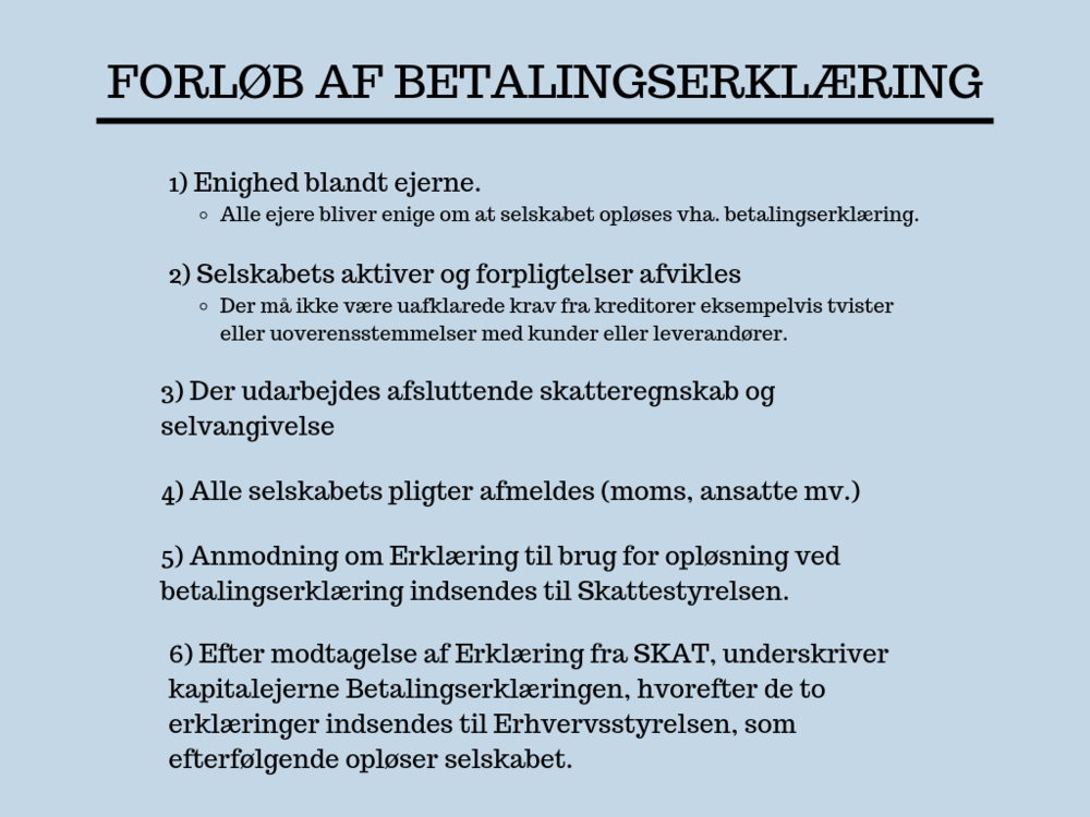 Forløb af betalingserklæring
